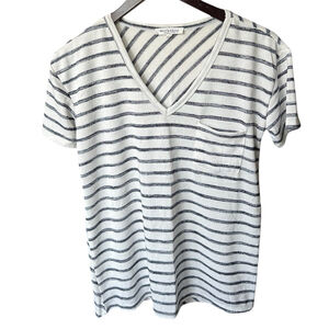 Workshop Republic Clothing Women’s Top Size S Cream & Dark Blue Striped
